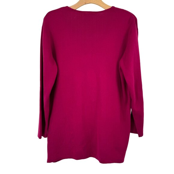 Talbots Women's raspberry pink Zip-Up Cardigan Sweater Pockets Sz Medium Cotton - Picture 7 of 7